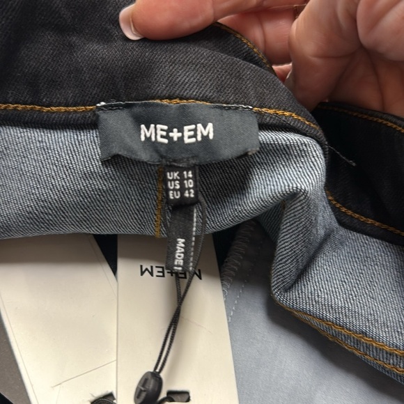 ME+EM NWT A-Line Multi Tone Blue and Black Denim Midi Skirt Size US10 - Picture 3 of 11